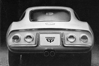 Experimental GT, 1965 rear view, from orig. brochure